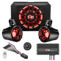 NOAM NUTV5-S PRO - Marine ATV/Golf Cart/UTV Stereo System kit – with 2 Waterproof LED Light Tower Speakers, Subwoofer, Weatherproof Controller with Bluetooth and AUX Input and Four Channels Amplifier