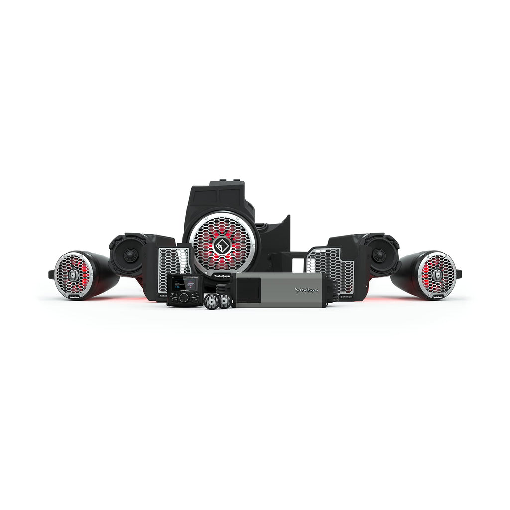 Rockford Fosgate RZR19PXP-STG5 Audio Kit: PMX-3 Receiver, 1500-Watt Amp, Front Speakers & M2 Tweeters, M2 Color Optix Lighted 10” Subwoofer & M2 6.5" Rear Speakers for Select RZR Pro XP Models (2019+)
