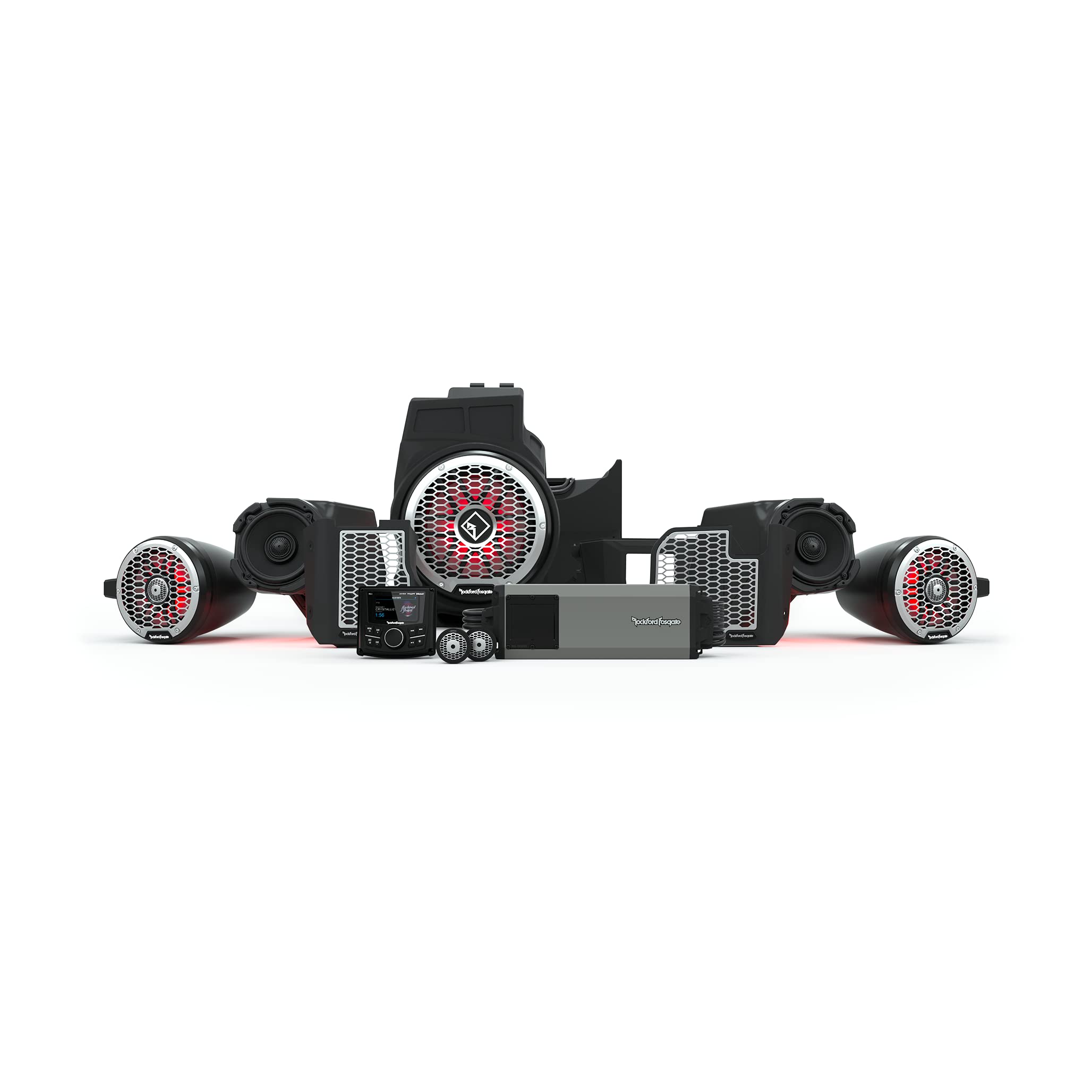 Rockford Fosgate RZR19PXP-STG5 Audio Kit: PMX-3 Receiver, 1500-Watt Amp, Front Speakers & M2 Tweeters, M2 Color Optix Lighted 10” Subwoofer & M2 6.5" Rear Speakers for Select RZR Pro XP Models (2019+)