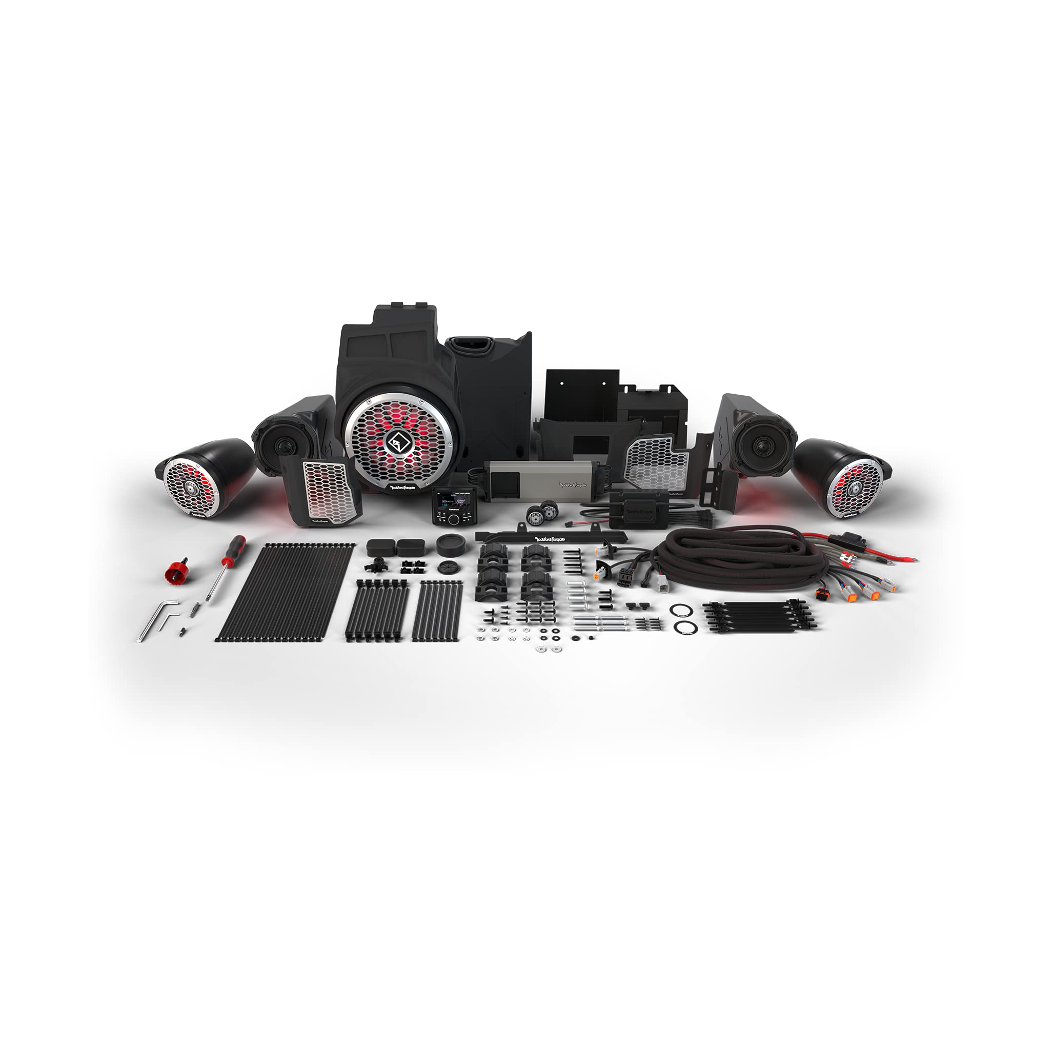 Rockford Fosgate RZR19PXP-STG5 Audio Kit: PMX-3 Receiver, 1500-Watt Amp, Front Speakers & M2 Tweeters, M2 Color Optix Lighted 10” Subwoofer & M2 6.5" Rear Speakers for Select RZR Pro XP Models (2019+)