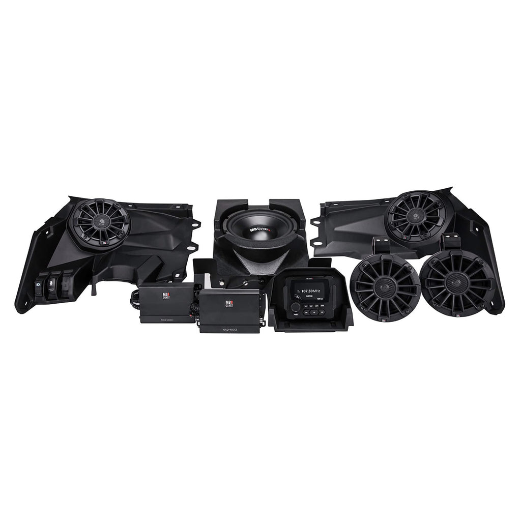 MB Quart 1800 Watt Stage 5 Can Am Maverick X3 (2017-2025) Tuned, Complete Audio Car Speakers Sound System Utility Terrain Vehicles, Off Road, Black