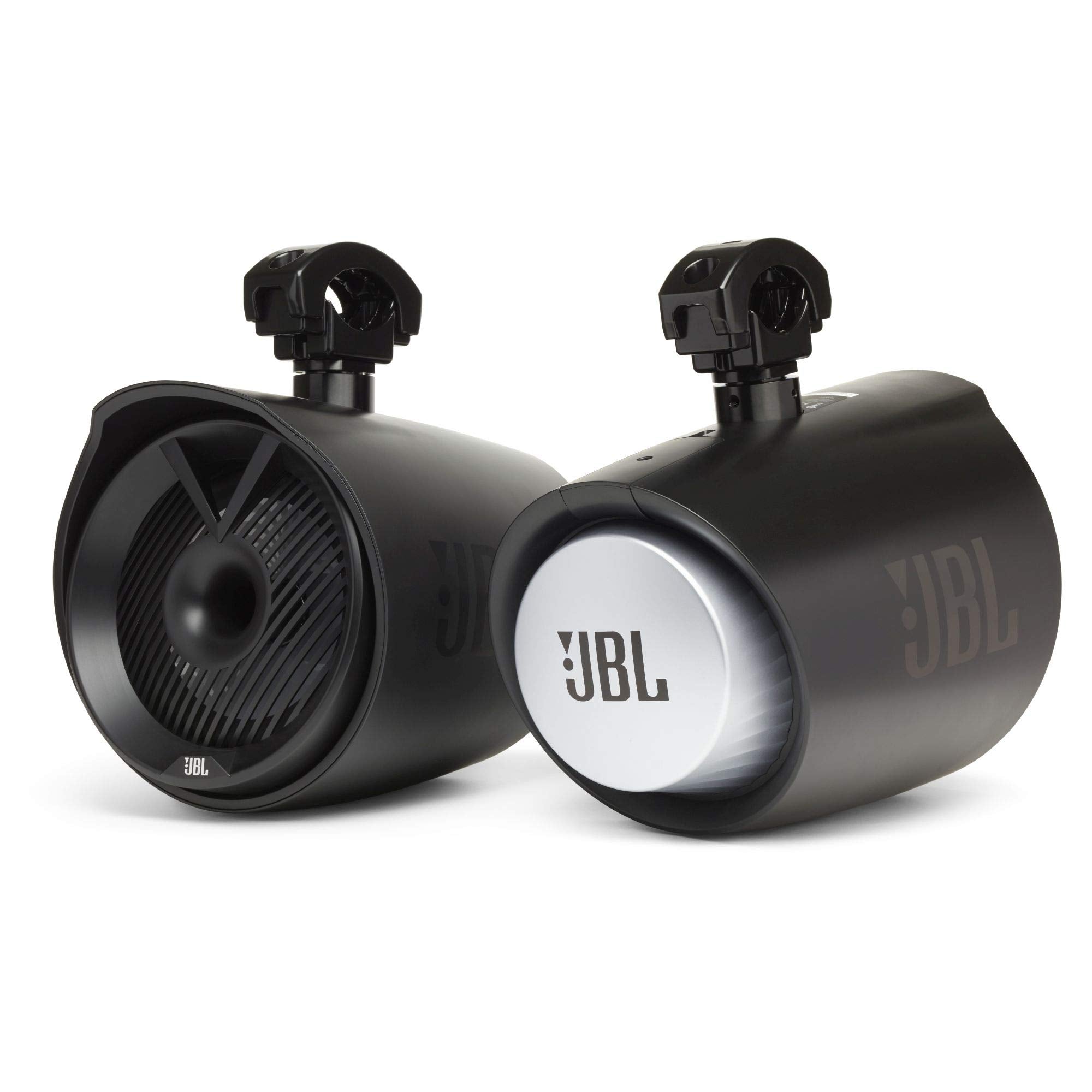 JBL MT8HLB 8" 2-Way Marine Tower Speaker Black & Wet Sounds HTX2 2 Channel Amplifier with Kicker 41KMLC LED Controller