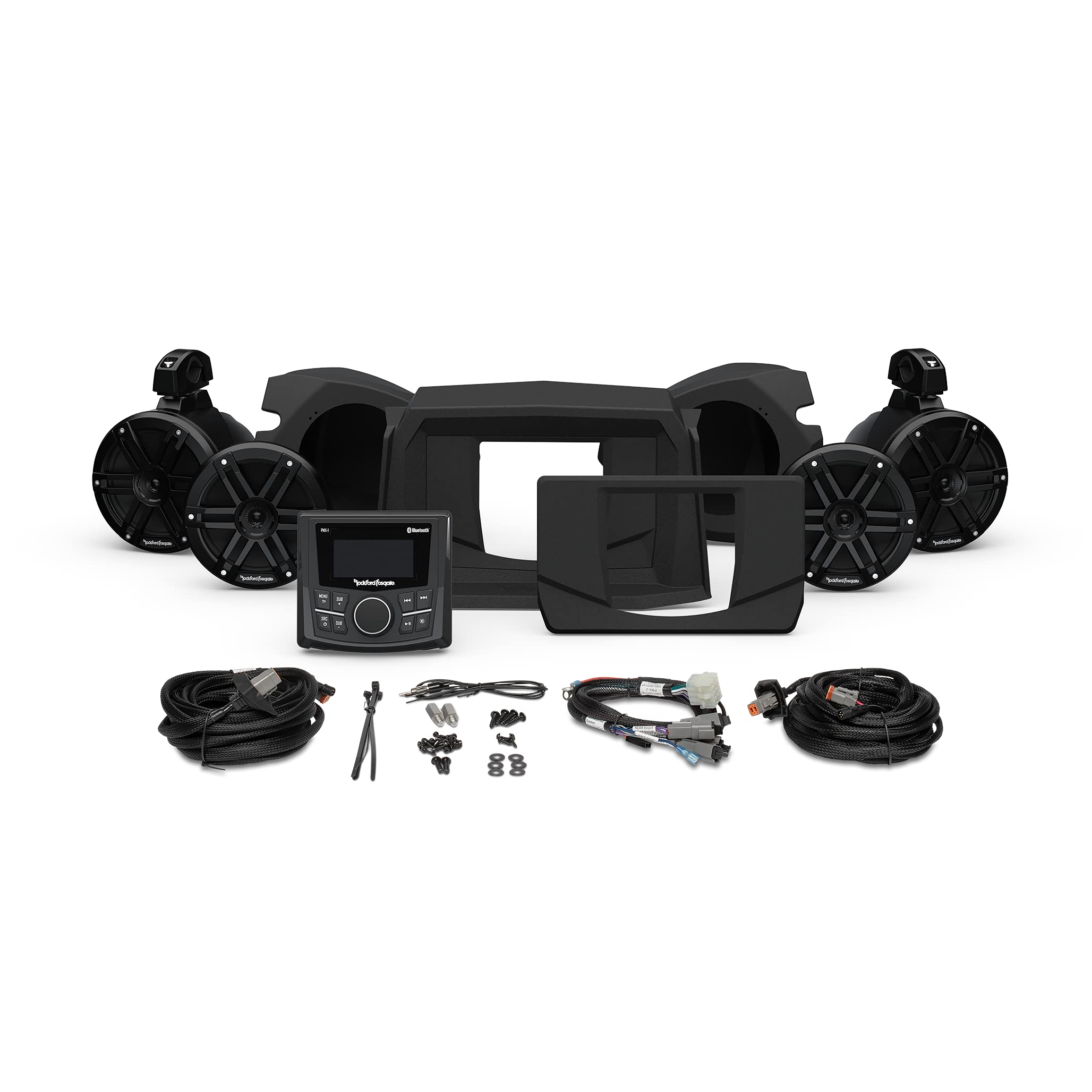Rockford Fosgate RZR14-STG2 Audio Kit: PMX-1 Receiver & M0 Series Front & Rear Speaker Kit for Select Polaris RZR Models (2014-2021)