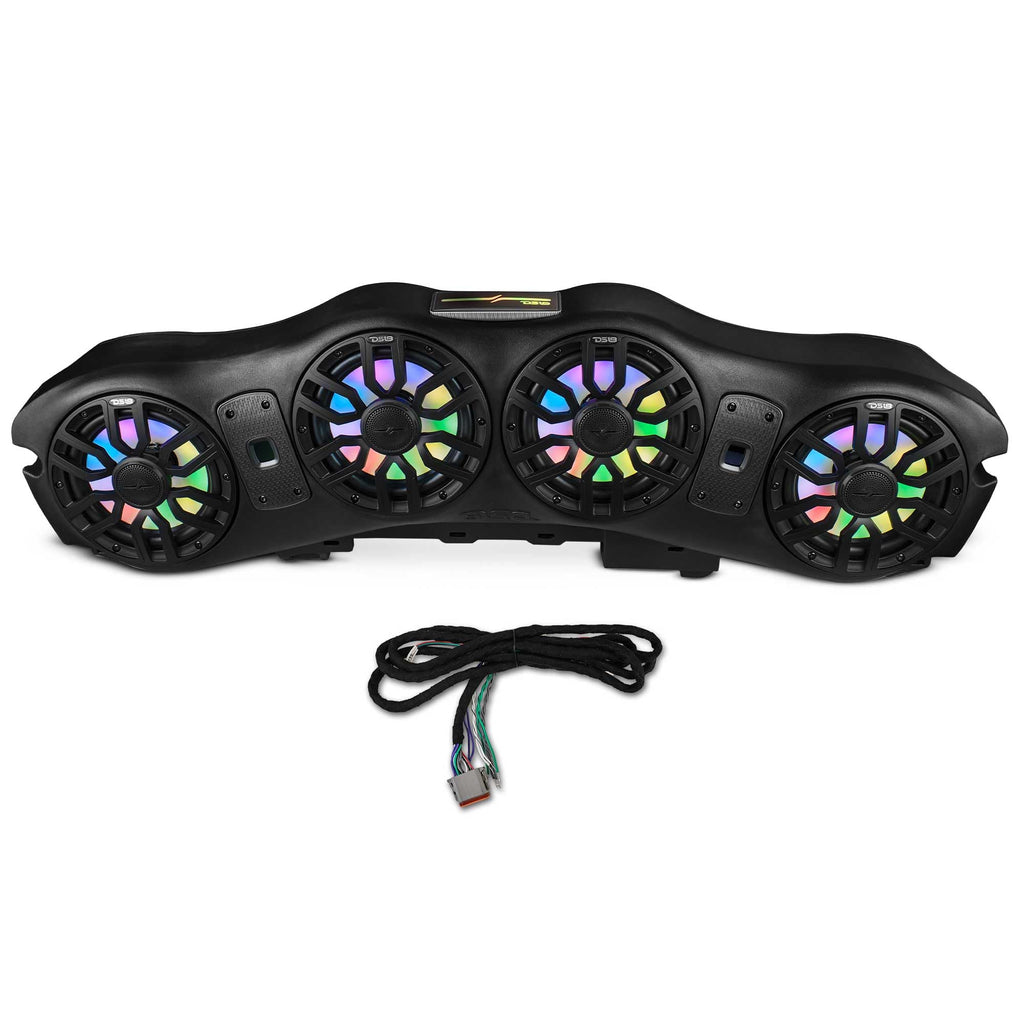 DS18 JL24-SBAR/BKLD Overhead Sound Bar System with 4X 8 Marine Speakers with Digital Dream LED Lights, Compatible with Jeep Wrangler/Gladiator JL/JLU/JT 2024 to Present, OEM Fit
