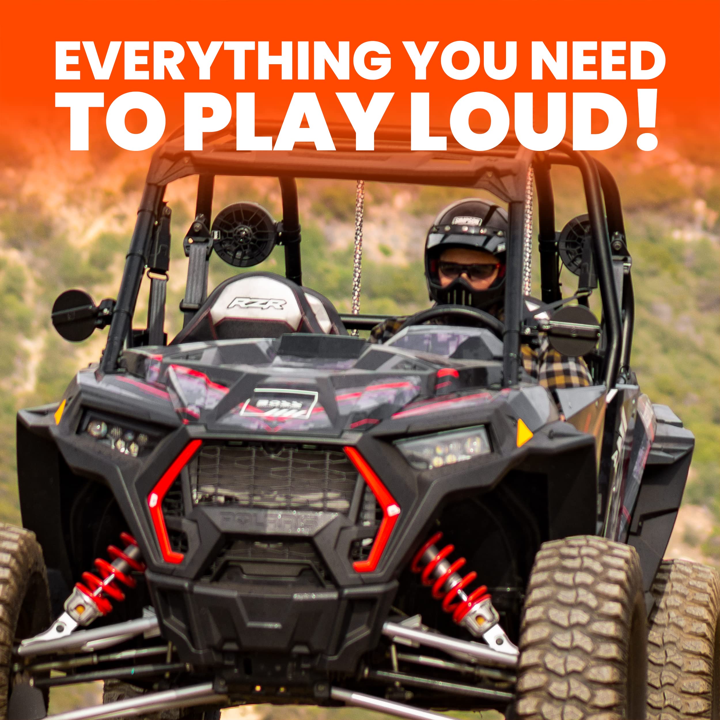 BOSS Audio Systems BPRZR5 ATV Stereo System - Touchscreen Radio Receiver Head Unit, 5 Full Range Speakers, for Polaris RZR 2014-2023 900, 1000, Turbo & XP 1000 Models, Bluetooth, No CD Player